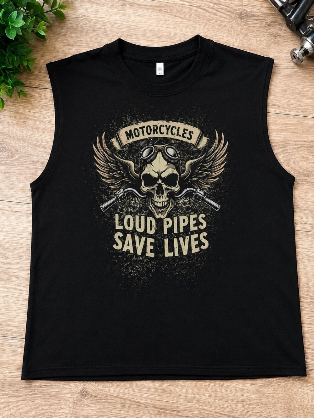 Source Unknown Black Men's Sleeveless Motorcycle Graphic Tee